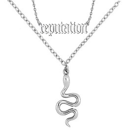 Z-Jeris Reputation Snake Necklace for Women Layered 18k Gold Snake Necklace Reputation Necklace Music Lover Gift Singer Gifts Singer Song Inspired Fans Gift, Gold, Agate