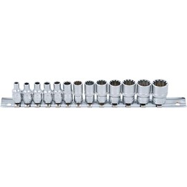 BGS 2150 | Socket wrench insert set Gear Lock | 13 pieces | 6.3 mm (1/4 ") | SW 4 - 14 | CV steel