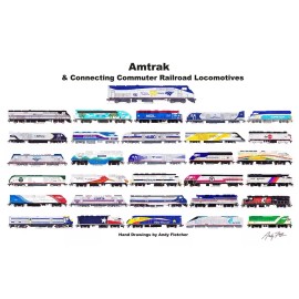 Amtrak & Commuter Railroads  11"x17" Horizontal Poster Andy Fletcher signed