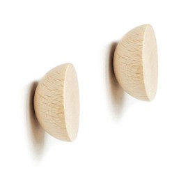 5mm Paper Solid Round Beech Wood Wall & Coat Hook, Set of 2, 2.3 inch Dia, Ideal for Entryway, Bathroom, Bedroom, or Office