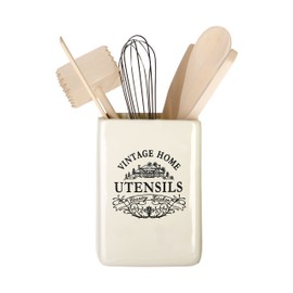 Premier Housewares Cutlery Organiser / Utensils Holder / Cutlery Holder / Kitchen Utensils Holder / Stoneware Cutlery Caddy - White,H15 x W11 x D11cm