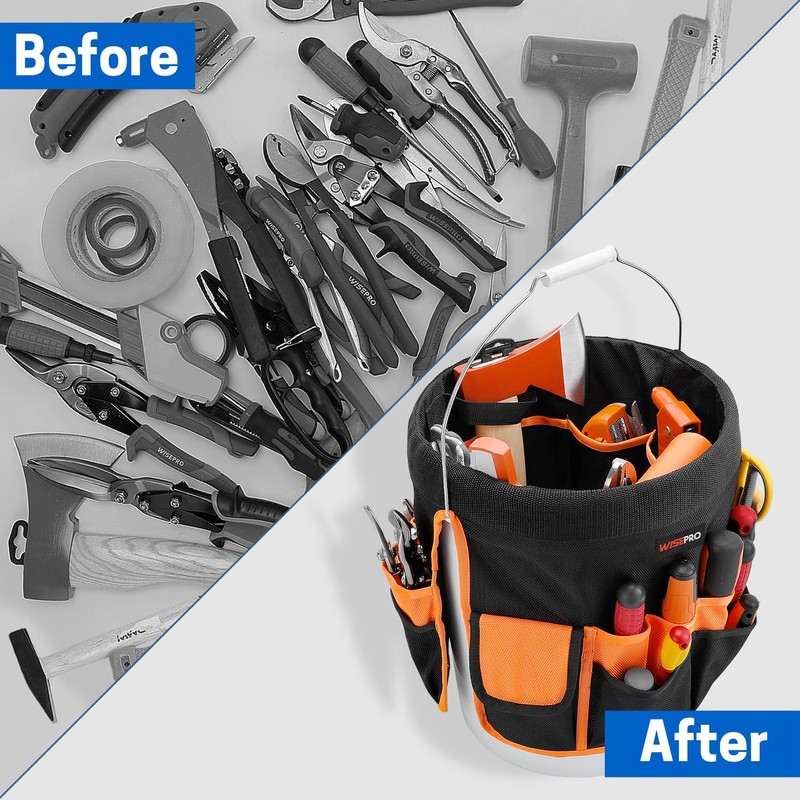 WISEPRO Bucket Tool Organizer, Bucket Organizer with 30 Pocket, Tool
