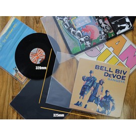 100 12" inch Vinyl Plastic Outer Record Sleeves | Fits Double and Triple gatefold | LP 450 g Gauge Recyclable Polythene Sleeves Covers 325 mm x 328 mm | Acid Free Covers | Record Sleeves 12 inch|