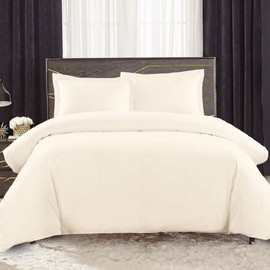 300-Thread-Count Original Percale 3pc Queen Duvet Cover Set 100% Cotton Percale, Superior Crispy Percale Weave, Queen Duvet Cover, Ivory