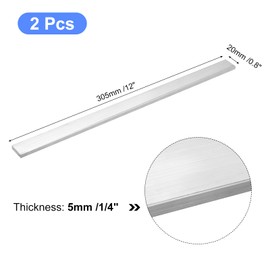 sourcing map Square Aluminum Flat Bar, 2Pcs 1/4" Thick 0.8" Width 12" Length Square Aluminum Bar 6061 Aluminum Flat Plate, 5 x 20 x 305mm T6511 Solid New Mill Stock For Industrial Building
