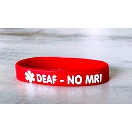 Banda de alerta médica para implantes cocleares, color rojo, extra pequeño (5.1 pulgadas))