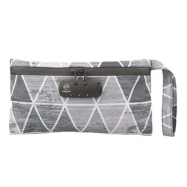 [Suitcase Company] Deodorizing Anti-theft 3-Digit Dial Lock GPT Activated Carbon Oxford Woven Cloth Thin Gusset Pouch Deodorizing Horizontal Slim Thin Case Triangle Pattern Print A6 Storage Handle