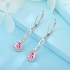 FJ Infinity Earrings for Women 925 Sterling Silver Pink Tourmaline