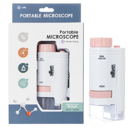 EVERMARKET 200x Zoom Portable Microscope Pocket Handheld Mini Microscope with LED Light High Definition for Microbiological Observation Home Study Educational Supplies (Pink)
