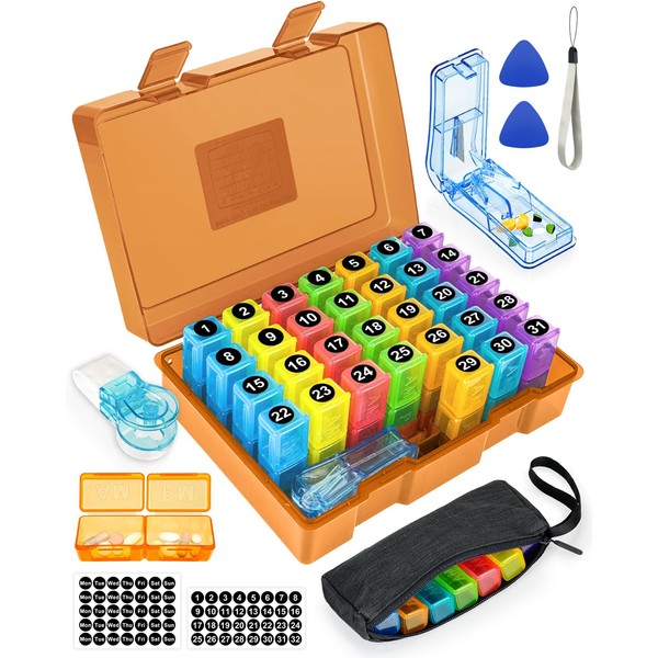 Monthly Pill Organizer 2 Times a Day – Yonlog Large