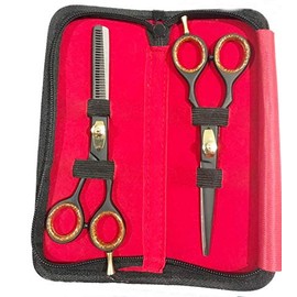 Professional Barber Scissors Shears Hair Thinning Hairdressing Salon Set 5.5" 6.0" 6.5" (Black Barber kit 5.5")
