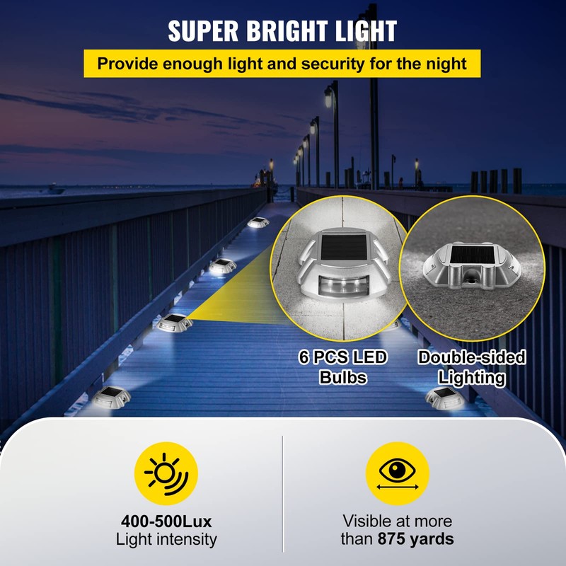 VEVOR Solar Driveway Lights - 12 Pack Bright White Waterproof