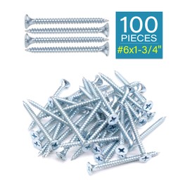 IMScrews 100pcs #6 x 1-3/4" Flat Head Phillips Drywall Screws Fine Thread Sharp Point Wood Screw, Carbon Steel 1022A, Zinc Coated