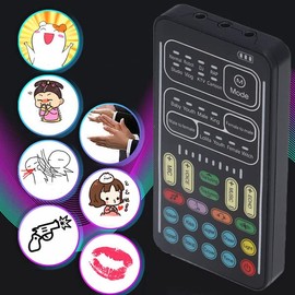 GOWENIC Voice Changer, Portable Mini Voice Changer Device Handheld Sound Card 8 Fixed Sound Effects Plug and Play, Gaming Recording, for Mobile Phone Computer