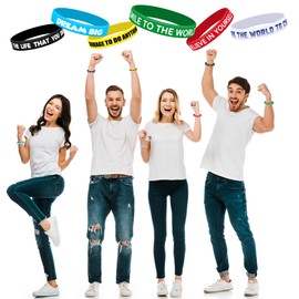 Lesnala 48 Pcs Inspirational rubber bracelets Inspirational silicone wristbands Motivational quote rubber wristbands Affirmation bracelets for Women Men Teen Gifts School Prizes 6 styles