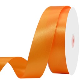 Maclemon Orange Double Satin Ribbon 1-1/2 inches x 100 Yards Solid Colour Ribbon For Gift Wrapping Craft Sewing Hair Accessories Balloons Birthday Parties Wedding Decorations And More