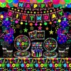 223 Pack Glow Neon Party Supplies Glow Party Tableware Set
