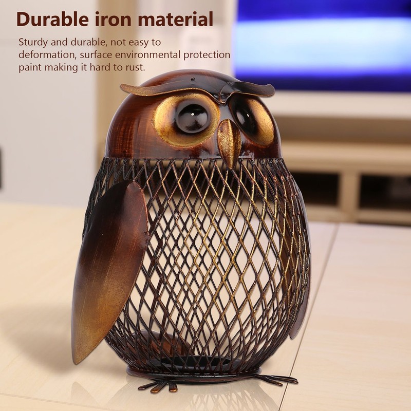 Owl Piggy Bank Owl Shaped Metal Coin Box Handwork Crafting
