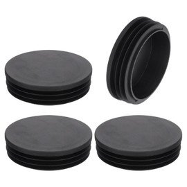 QUARKZMAN 4 Pieces Round Pipe Plugs, Black Lamellar Plugs, 90mm (3.54") Pipe Cover Made of High Quality Plastic, Protective Caps for Chair, Sofa, Table, Shelf