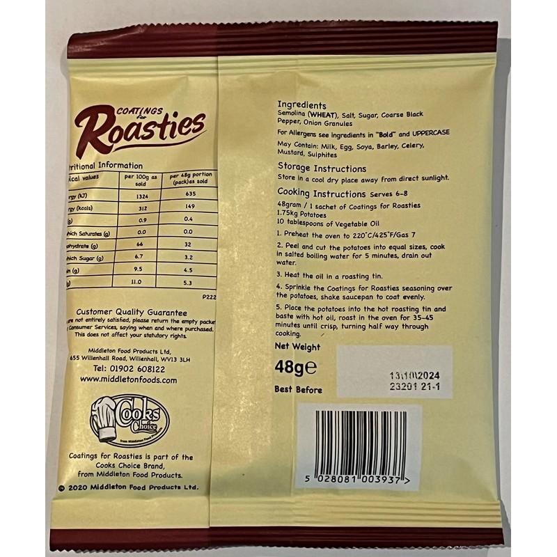 Cooks Choice Roast Potato Seasoning / Roastie Coater 48gm per