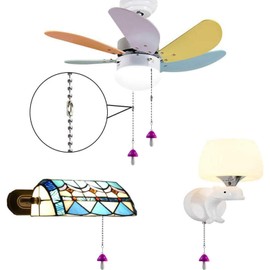 Hyamass Ceiling Fan Pull Chain Extender - 12" Wooden Mushroom Pull Chain with Ball Connector, Decorative Fan Chain Pulls for Ceiling Fan Lights (Purple)