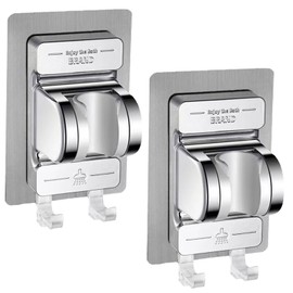Snowtain Pack of 2 hand shower holder without drilling, adjustable hand shower holder with hooks, shower holder for shower head, shower holder, stick instead of drilling, hand shower holder for
