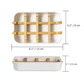 Sansnow Classic Bamboo Fiber Soap/Sponge Dishes, Bar Sink Soap Holder, Bathroom Small Soap Tray, White