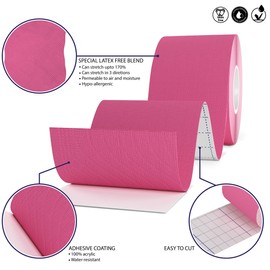Titanium Sports Kinesiology Tape - 5m Roll of Elastic Water Resistant Tape for Support & Muscle Recovery - Quality Sports Tape (Pink)