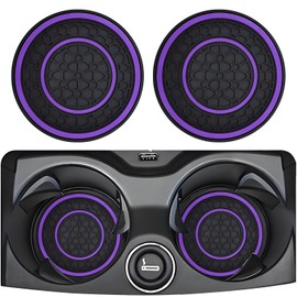 2 Pcs Car Cup Holder Insert, 2.75 Inches Silicon Car Coasters for Cup Holders, Universal Car Cup Holder Mat Car Interior Accessories for Women Men (Purple)