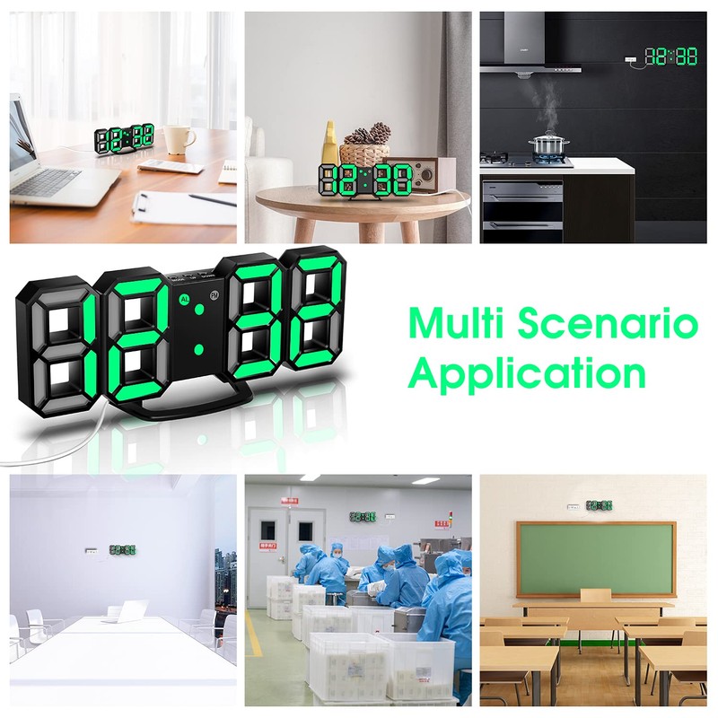 CENTOLLA 3D LED Digital Alarm Clock Wall Clock with 3