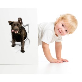 Winston & Bear 3D Dog Stickers - 2 Pack - Excited Black Labrador Stickers for Wall, Fridge, Toilet and More - Retail Packaged Labrador Stickers