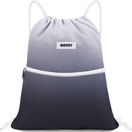 WANDF Gym Bag, Knapsack, Sports Bag, Waterproof, Large Capacity, Drawstring Bag, Rucksack, Shoe Case (Gray)