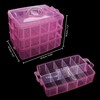 BELLE VOUS 3 Tier Pink Transparent Plastic Stackable Storage Box