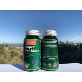 Natrition Super Probiotic Stomach Health Support 600 Billion CFU, for Adults, Complete Shelf Stable Probiotic Supplement with Prebiotics & Prebiotic; 60 Capsules