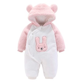 Haokaini Newborn Bear Warmer Snowsuit Cotton Fleece Hooded Romper Jumpsuit for Baby Girl Boy