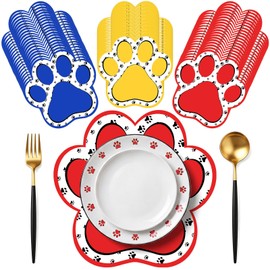 Geosar 60 Pcs Puppy Paw Print Placemats Disposable 13.4 x 13 Inch Dog Paw Print Place Mats Cartoon Themed Puppy Table Pads Bulk for Pet Lover Birthday Party Decoration Supplies