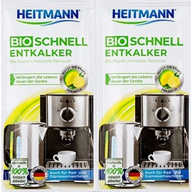 HEITMANN Organic Quick Descaler, Ecological Descaling of Coffee Machines and Hot Water Devices, 2 x 25 g
