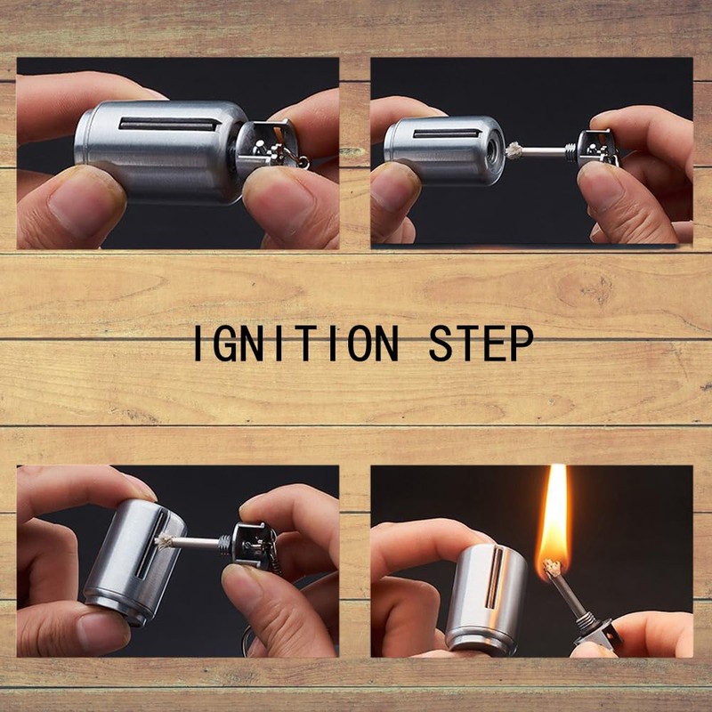 Match Keychain Lighter, Kerosene Refillable, Waterproof Flint Igniter, Permanent Match