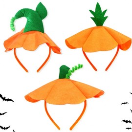 International Zombie Makeup Halloween Headband & Cartoon Pumpkin Hat Headpiece Size/Green Leaf Pumpkin Hat Headband 10ea