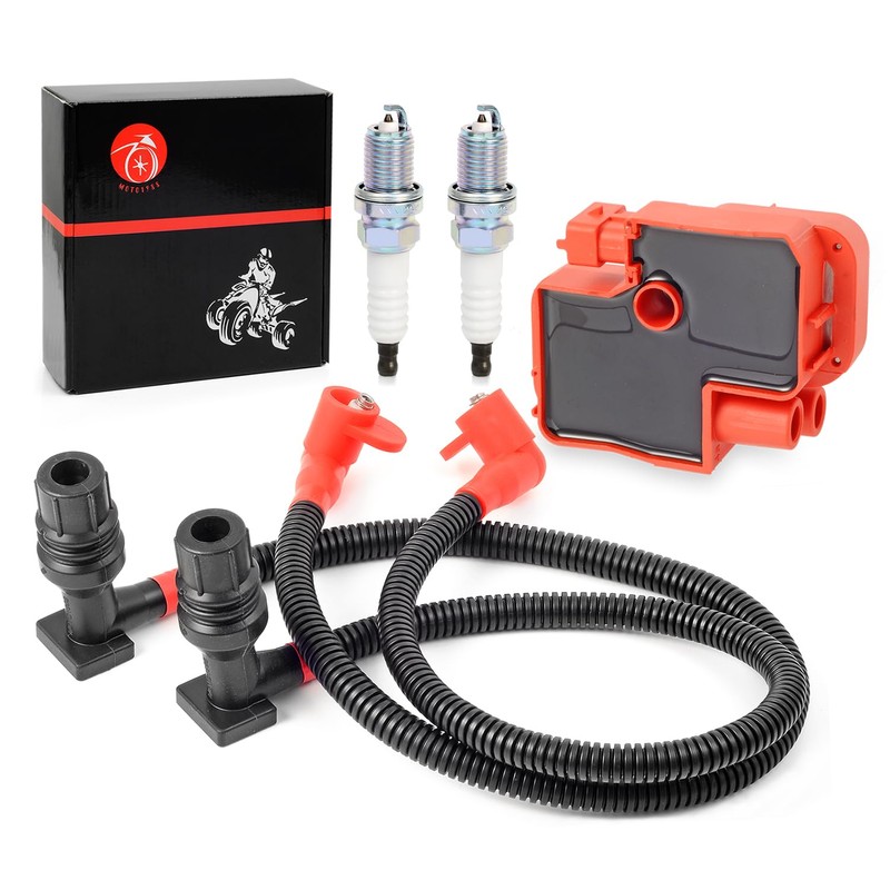 Ignition Coil and Spark Plug w/Wire Cap Compatible with Polaris