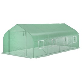 Outsunny 20' x 10' x 7' Walk-in Greenhouse, Tunnel Green House with Zippered Mesh Door and 6 Mesh Windows, Gardening Plant Hot House with Galvanized Steel Frame, Green