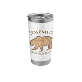 Yosemite National Park California Bear Vintage Aerial Map Stainless Steel Insulated Tumbler