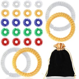 25-Piece Massage Ring Set, Finger and Wrist Massage Ring, Spiky Acupressure Rings in 5 Colours for Stress Relief, Anxiety Relief and Promote Blood Circulation