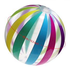 PPhtony Big Beach Ball 15.5inch Large Inflatable Rainbow Color Swimming Pool Party Ball for Women Men Adults Summer Beach Outdoor Water Game (Color Stripe)