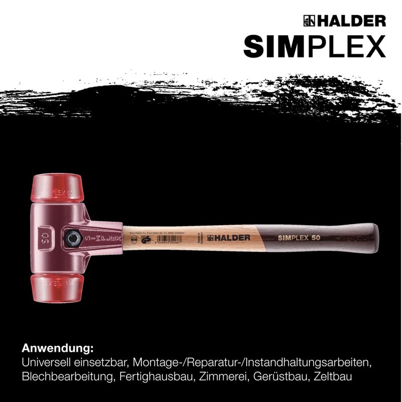 Simplex Schonhammer, Plastik; mit Tempergussgehäuse und hochwertigem Holzstiel | D=40