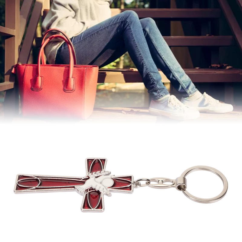 Cross Keychain Peace Bird Vibrant Colors Strong Alloy Skin Friendly