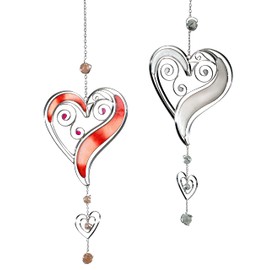 Formano Tiffany Window Hanging Heart Hanging Decorative Hanging Glass Picture Red or White