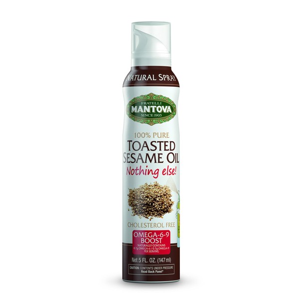 Mantova Toasted Sesame Oil Spray 5 oz. Spray Bottle - Manage Oil Amount - Great For Salads & Cooking