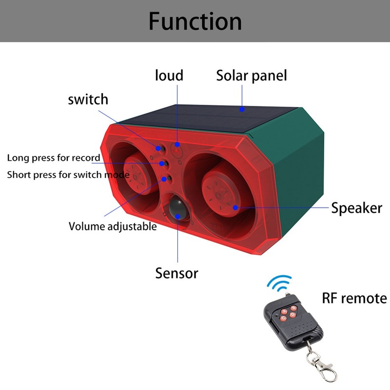 Outdoor Solar Motion Sensor Alarm Waterproof 13 Sounds Dog Barking