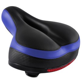 IPOW Comfort Bike Seat for Women or Men, Bicycle Saddle Replacement Padded Soft High Density Memory Foam with Dual Shock Absorbing Rubber Balls Suspension Universal Fit for Indoor/Outdoor Bikes/Blue